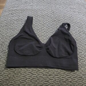 Hanes Seamless Bralette Womens L Black Wireless V-Neck G196/G19F Stretch Bra
